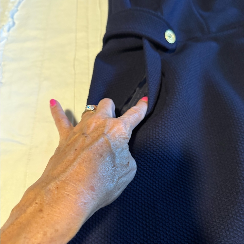 Tabitha Navy Dress with Gold Accents - Picture 7 of 13